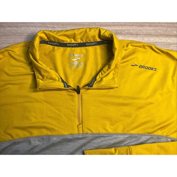 Brooks Dash Men's Running‎ Half-Zip Size XL Yellow And Gray - Picture 1 of 5